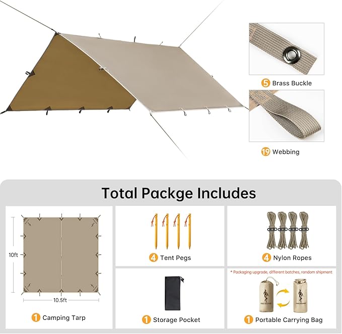 Free Soldier Waterproof Portable Tarp Multifunctional Outdoor Camping Traveling Awning Backpacking Tarp shelter Rain Tarp