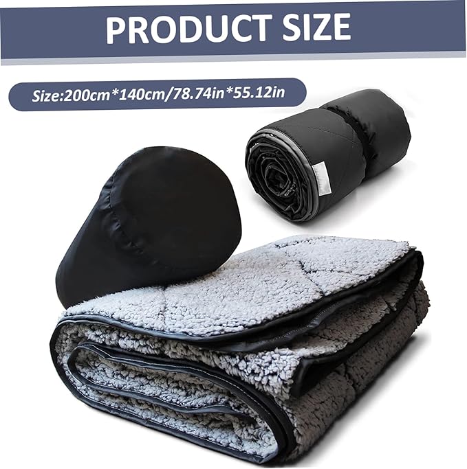 Camping Blanket 55x79 Waterproof Stadium Blanket with Storage Bag Washable Windproof Warm Foldable Down Camping for Sporting Events Picnic Travel