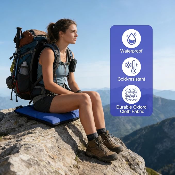4Pcs Foldable Oxford Outdoor Seat Cushions Portable Sitting Pad with 4 Storage Bags Waterproof &amp Insulated Sit Mat Hiking Pad for Hiking Picnic Travel Garden Outdoor