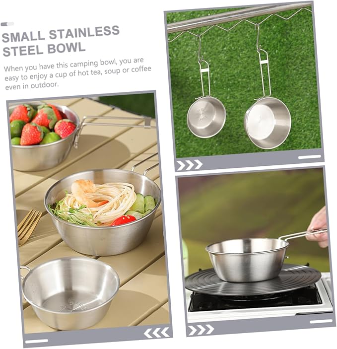 GANAZONO 9pcs Stainless Steel Mixing Bowls Collapsible Camping Bowl Portable Handle Dishwasher Safe