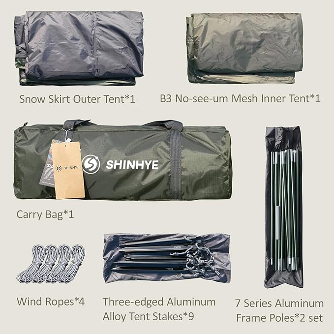 1/2 Person Backpacking Tent for 4 Season Winter Ultralight Extreme Cold Weather Tents for Camping Easy Setup Waterproof Double Layer Tent for Family Outdoor Hiking Mountaineering