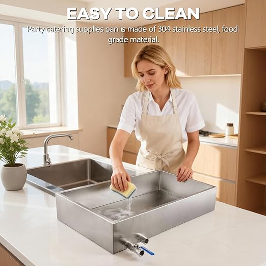 Marada Maple Syrup Evaporator Pan with Dual Interface Steam Table Pan304 Stainless Jam Food Chafing for Home Outdoor Cooking (30L x 16W x 9.5H)
