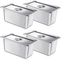 Mifoci 4 Pack Stainless Steam Hotel Pan with Lid 1/3 Size x 6 Inch Deep Table Steam Pan Restaurant Supplies Reusable Anti Rust Catering Storage for Home Party Restaurant Hotel Buffet