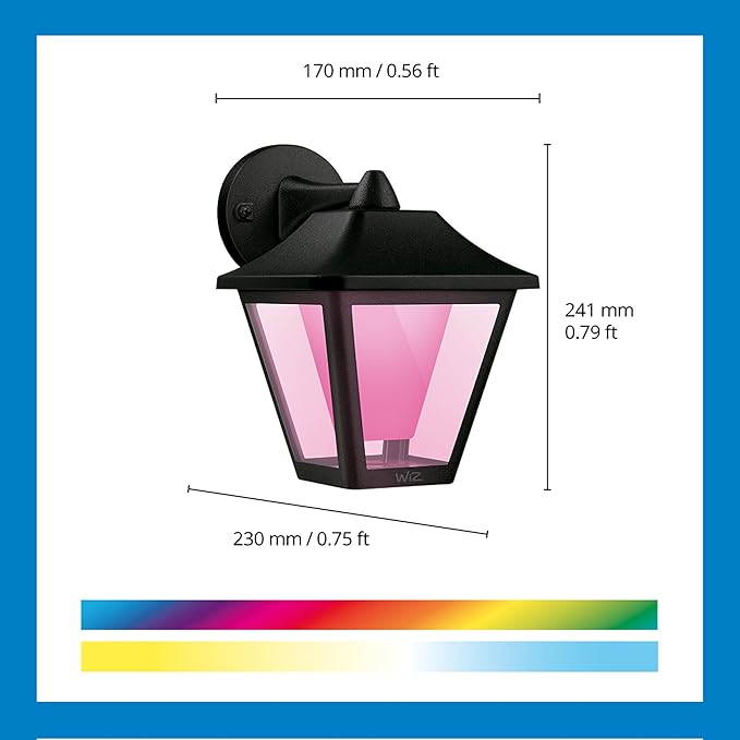 WiZ Connected Classic Outdoor Wall Light 16 Million Colors Compatible with Alexa Google Assistant Bluetooth Compatible No Hub Required