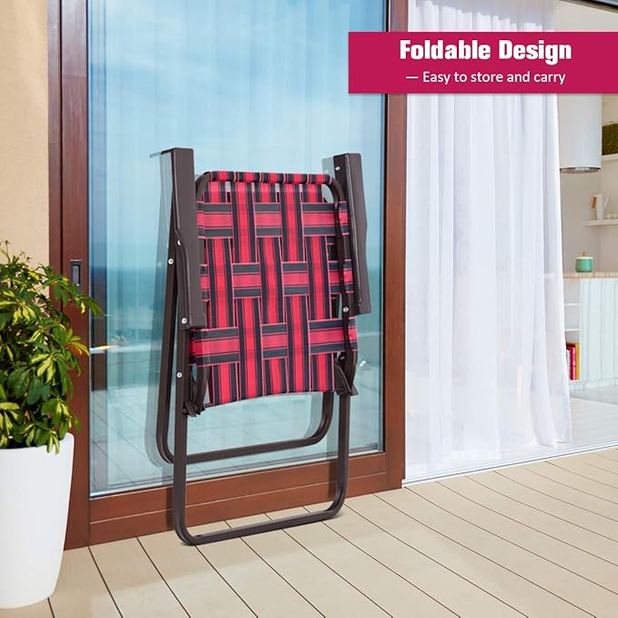 S AFSTAR Beach Chair Set of 6 Portable Folding Chairs with Stable Steel Frame &amp Comfort Armrest Load Bearing Up to 265 LBS Lightweight Lawn Chairs 6 PCS Camping Chairs for Outside Outdoor (Red