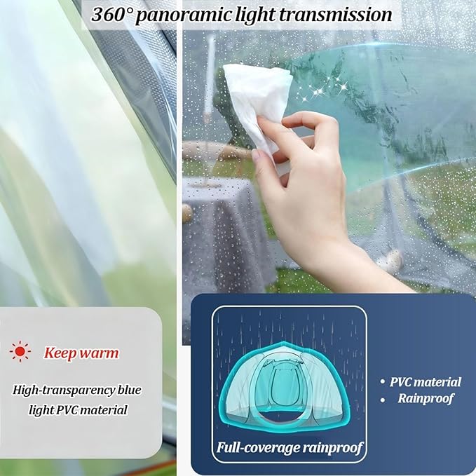 Pop Up Bubble Tent Large Camping Shelters for 6-8 Person Instant Igloo Tent with Carry Bag 360° Panoramic Light Transmission All Weather Pod for Fishing &amp Outdoor Events