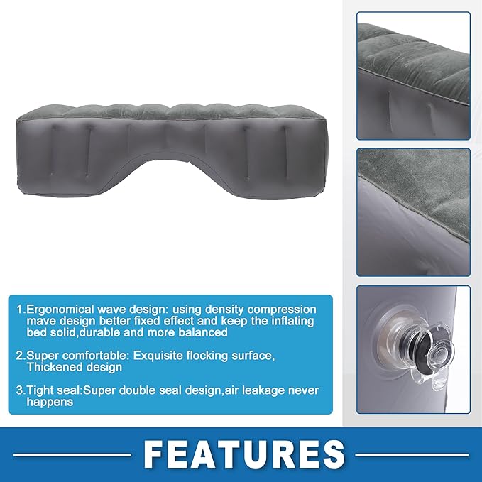 Car Mattress Sleeping Mat Comfortable Rear Seat Air Bed Gap Pad for Napping Travel