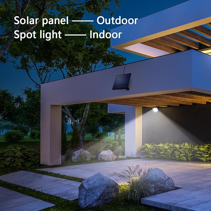 Solar Lights Dusk to Dawn 4400mAh Solar Powered Spotlight Waterproof Flood Light 6000K Lighting with 16FT Cord for Patio Flag Pole Fence White