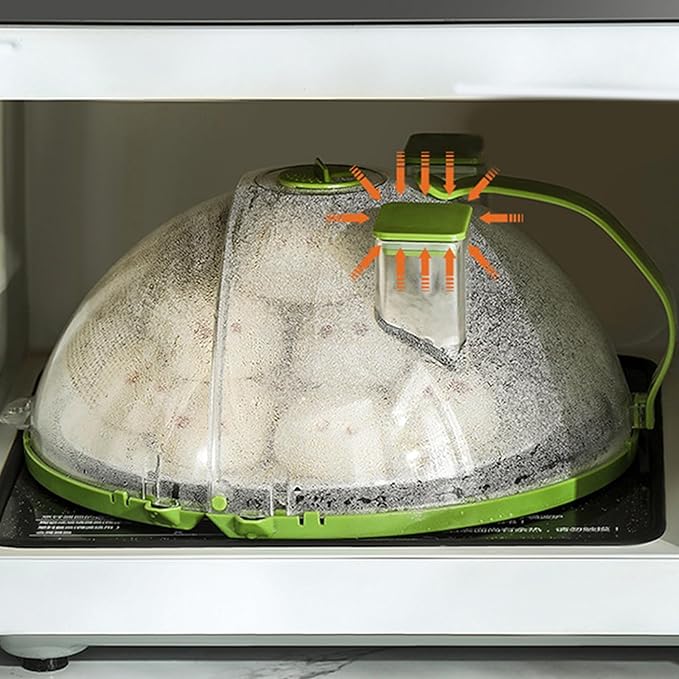 Practical Microwave Dish Lid Foldable Cover with Water Injections Technology for Even Heating Quick Breakfast