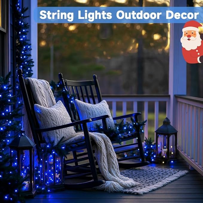 Extra-Long 144FT Solar String Lights for Outside 2 Pack 400LED Solar Fairy Lights Outdoor Waterproof Copper Wire with 8 Modes Solar Twinkle Lights for Tree Garden Party Patio Xmas Decor (Blue)