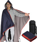 REDCAMP Hooded Stadium Blanket Waterproof Windproof for Cold Weather Soft Warm Fleece Outdoor Blanket Portable for Camping Sports Picnic Dark Blue