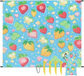 Waterproof Sandproof Beach Blanket 59''×68'' Strawberry Polyester Outdoor Picnic Blanket with 4 Stakes &amp Storage Bag for BeachCampingVacation Blue
