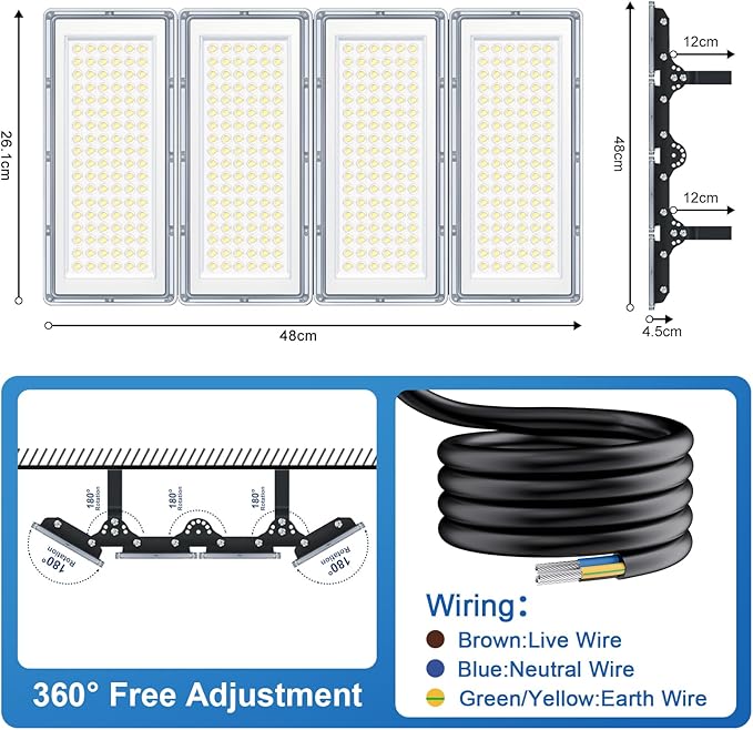 800W Stadium Lights 400W 40000Lm LED Flood Lights Outdoor 2 Pack 6500K Bright Arena Lighting IP67 Waterproof for Garage Yard Parking Lot Boat Court Field Barn 85-265V