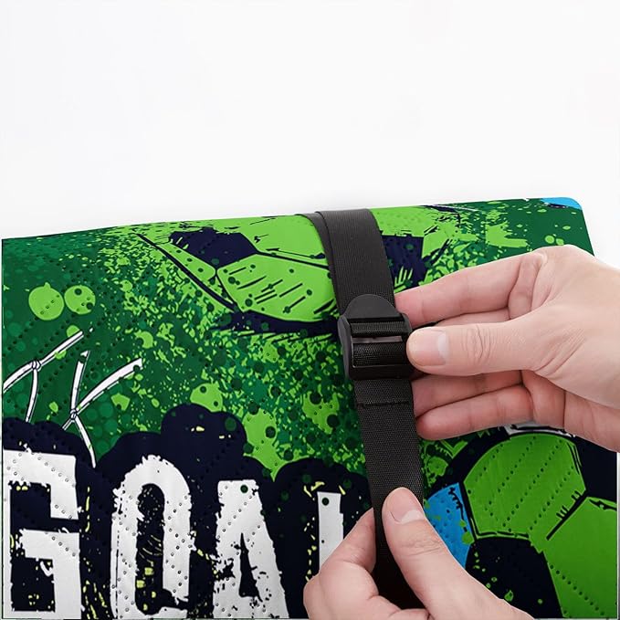 Outdoor Picnic Blanket Portable Ultrasonic Waterproof Picnic Cartoon Soccer Green Printed Camping Beach Mat for Sand and Wet Grass Hiking (Cartoon Soccer L