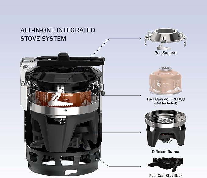 Fire-Maple Fixed Star 3 Personal Cooking System | Pot/Jet Burner Stove System with Electric Ignition | Ideal for Hiking Camping Backpacking Fishing Hunting Trips and Emergency Use Black
