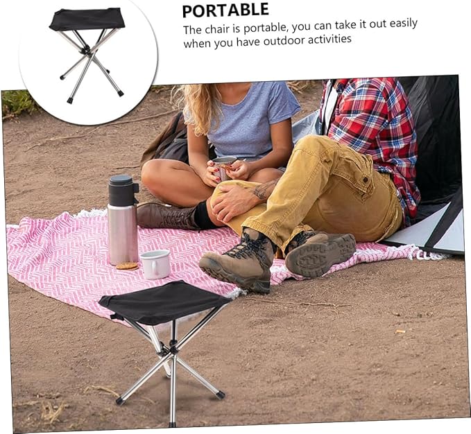 Yardwe Outdoor Folding Stool Telescopic Camping Chair Fishing Folding Stool Compact and Portable for Activities