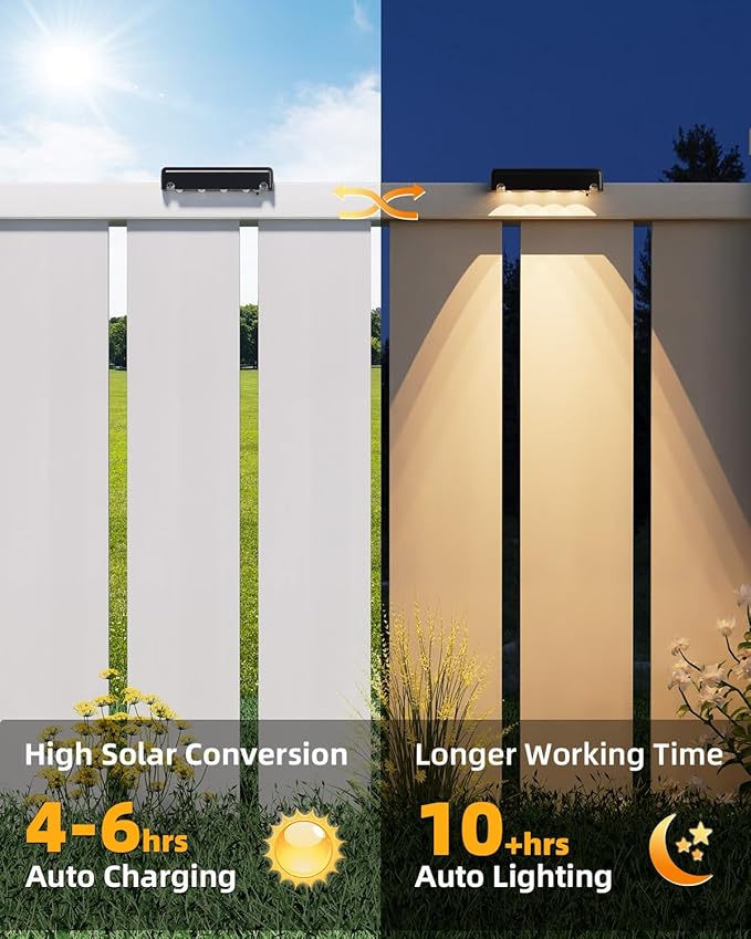 VOLISUN Solar Deck Lights 12 Pack Warm White Glow LED Large Size Lamp IP65 Waterproof Step Lights Outdoor for Deck Step Fence Railing Wall and Stairs (Black)