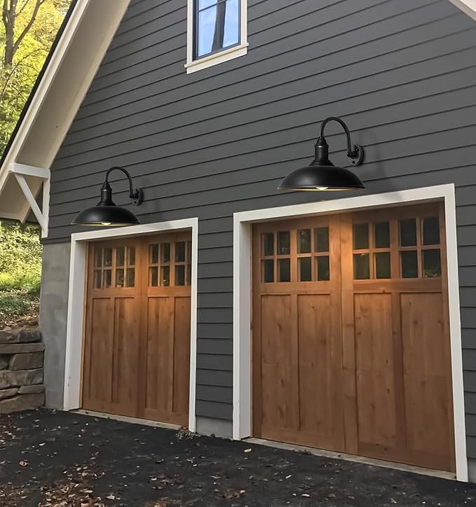 21 Large Outdoor Gooseneck Barn Light Dusk to Dawn Classic Outdoor Farmhouse Gooseneck Light for Porch Garage Exterior Lighting