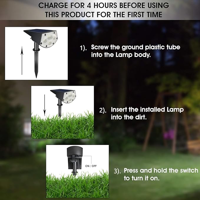 WBM Smart Solar Spot Lights OutdoorIP65 Waterproof 20 LEDs Solar Landscape Spotlights Solar Powered Wall Lights Best for Gift | 2Pcs | Black (Pack of 1)