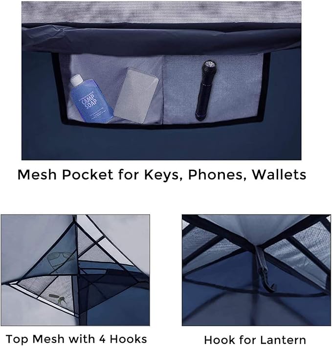 Pacific Pass 6 Person Dome Tent w/ Removable Rain Fly and Screen Room Water Resistant - Navy/Gray