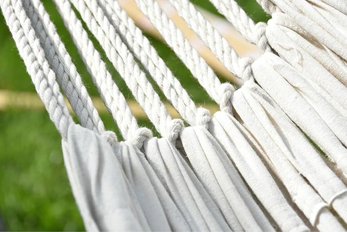 Outdoor Garden Cotton Double Hammock – 260 x 80 cm Up to 150 kg Capacity Comfortable &amp Portable for Travel Camping Backyard Relaxation