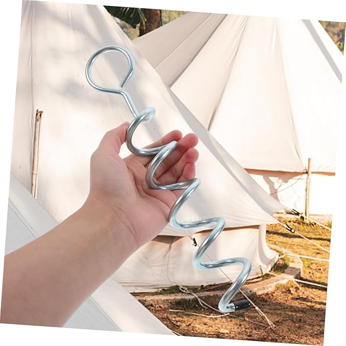 TOYANDONA Large Outdoor Camping Spiral Tent Stakes Heavy-Duty Ground Pegs for Trampoline and Tent Sturdy Steel Fixators 1 Set for High Wind Conditions