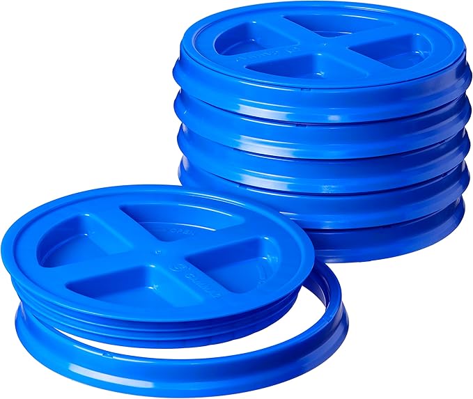 Gamma Seal Lids for 3.5 5 6 and 7 Gallon Buckets – Pack of 6 Blue Gamma Lids – Food Grade BPA Free Reusable Lids Made in USA