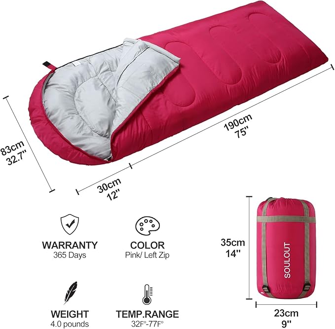 3-4 Season Sleeping Bag for Adults &amp Kids Lightweight Warm Cold Weather Camping Bag with Waterproof Compression Sack – Portable for Hiking Backpacking Traveling &amp Outdoor Adventures