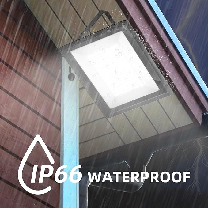 450W LED Flood Lights Outdoor with Plug Ultra Bright Security Lights IP66 Waterproof Exterior Floodlight 5000K Daylight White Flood Light for Stadium Parking Lot Construction Site (3 Pack)