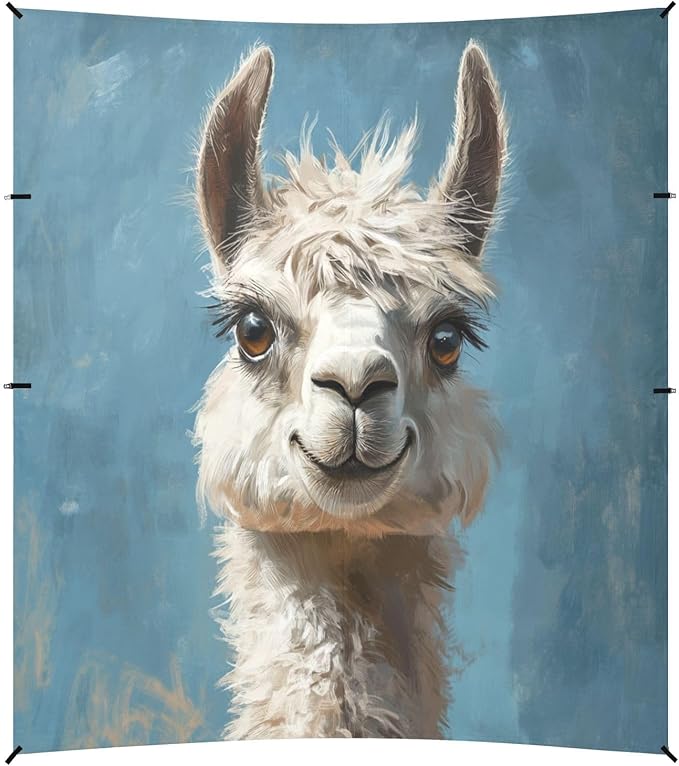 ALAZA Cute Llama Alpaca Painting Beach Tent Sun Shelter UPF50+ Protection Beach Shade Canopy w/ 4 Sandbags for Outdoor Camping Fishing Backyard Fun Picnic 10x9 ft