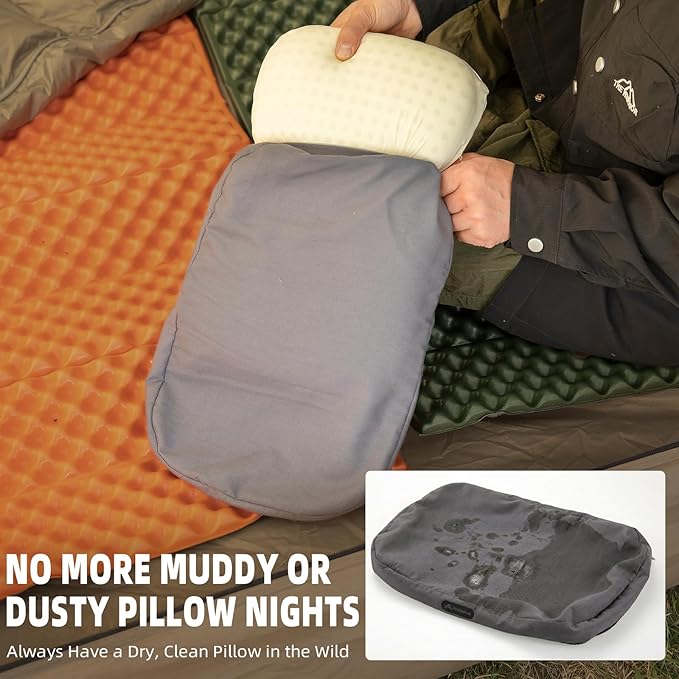 BISINNA Camping Memory Foam Pillow Ultralight Travel Pillow Backpacking Pillow with Removable Cover Ergonomic Neck Lumbar Support for Outdoor Camp Sport Hiking Backpacking Sleep (Gray)