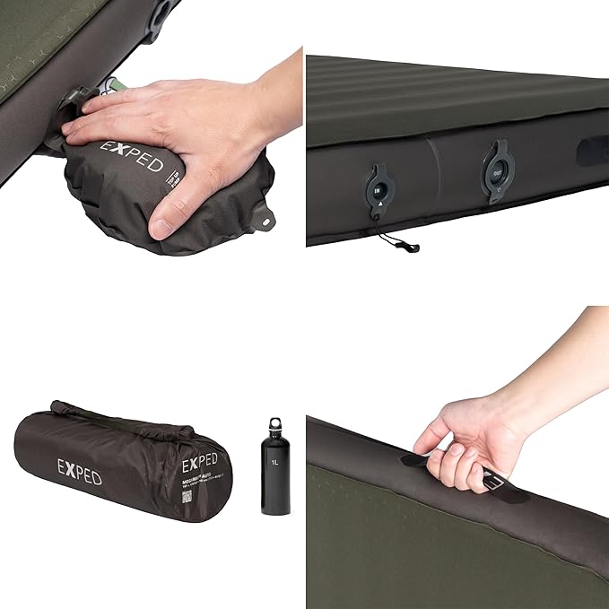Exped MegaMat Auto - Self Inflating Soft Car Sleeping Mat 4” Foam Pad Wheel Cutouts Pump Included