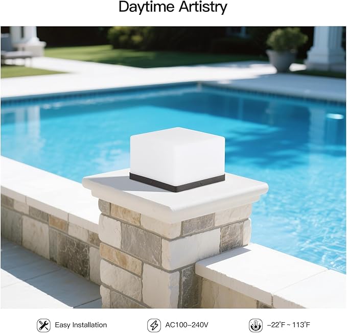 Modern Outdoor Post Lights Hard Wired 9.84 Outdoor Column Lights IP54 Waterproof Pillar Light Outside 3000K Outside Lamp Post Light Column Lighting for Deck Gate Yard Patio Entrance Fence