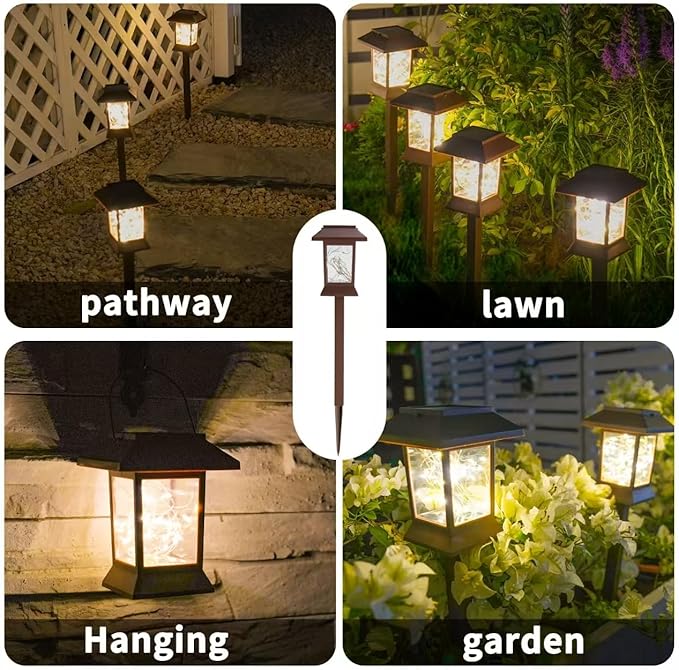 6Pack Solar Pathway Lights Outdoor Waterproof IP65 Solar Lights Outdoor with Hook Upgraded 1000mAH Battery Up to 12Hrs Auto On/Off Garden Decor for Yard Driveway Walkway (LED)