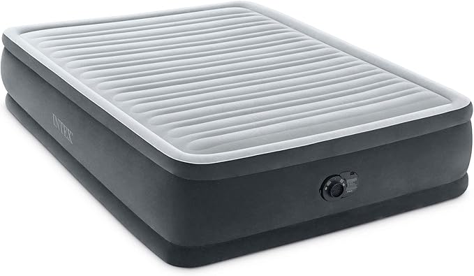 Intex 64413ED Dura Beam Elevated Fiber Tech Soft Air Mattress Bed w/Built in Pump &amp Portable Storage Case for Travel and Camping Queen (2 Pack)