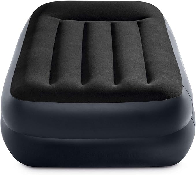 Intex Raised Airbed Mattress with Built-in Pump Dura-Beam Plus Pillow Twin - Portable Inflatable Luxury Blow-Up Bed for Adults Camping Guests