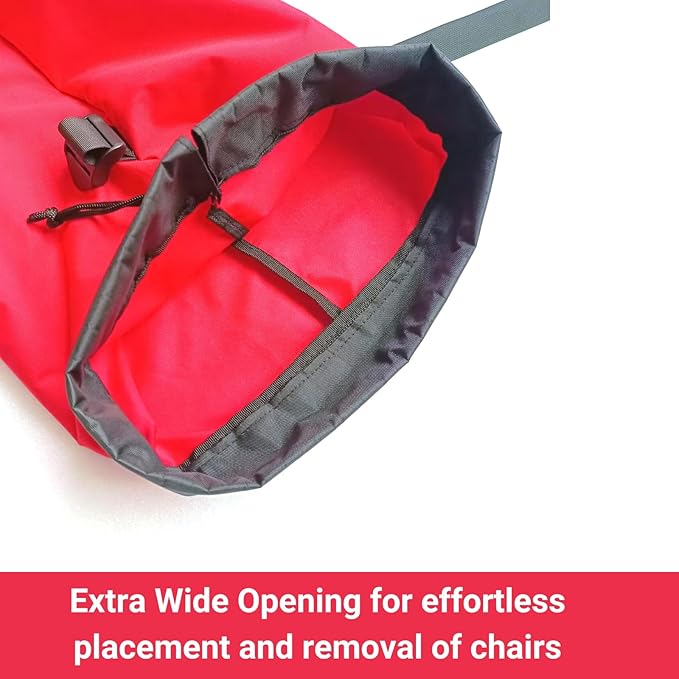 Heavy Duty Camping Chair Replacement Bag with Side Pocket Camp Cover Bags for Carrying Folding Chairs - 48 X 11 Inches Durable 600D Oxford Fabric Extra Wide Mouth Adjustable Strap for Carry (Red)