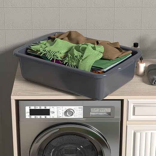 35 L Gray Food Serving Bus Tub Plastic Large Bus Box 4 Packs