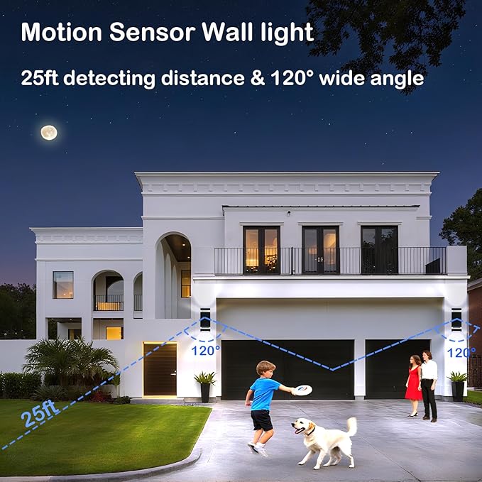 Motion Sensor Outdoor Wall Lights with 3 Lighting Modes Dusk to Dawn Porch Light with Bulbs Include IP65 Waterproof Modern Black Wall Sconce for Patio Garage Front Door