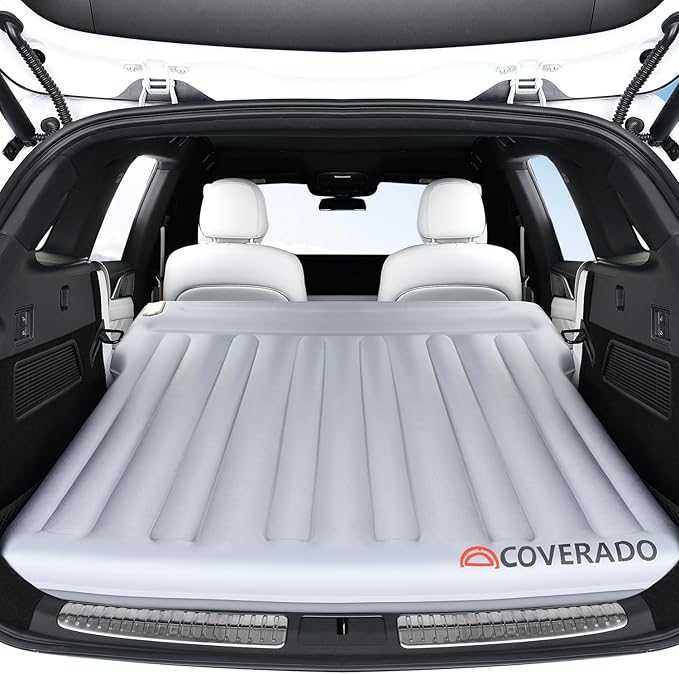 Coverado SUV Air Mattress with Wireless Built-in Pump &amp Pillows Durable Thickened 300D Oxford Fabric Car Air Bed for Camping Quick Easy Set-Up Universal Air Mattress for SUVs Minivans