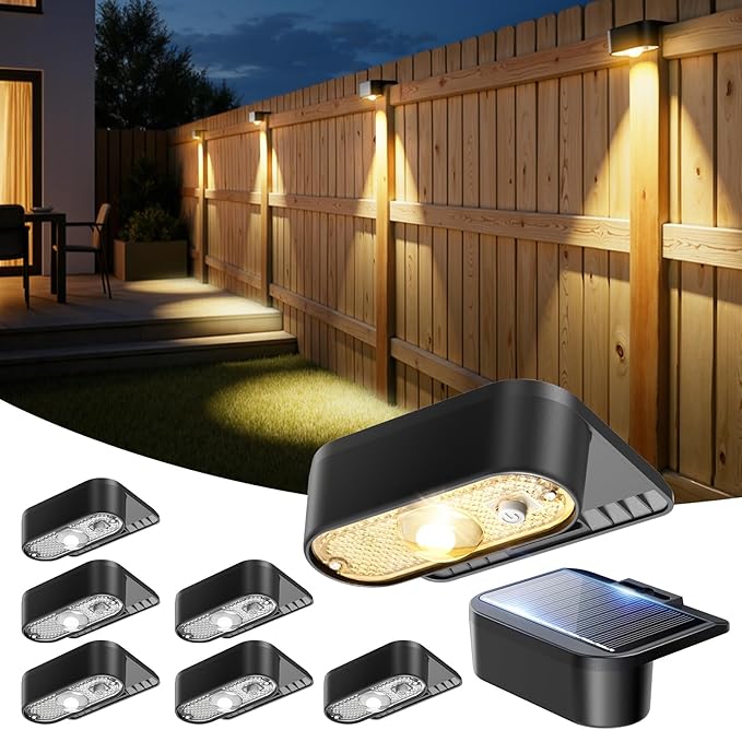 Solar Deck Lights Outdoor 8 Packs 3000/4000/6000K 3 Modes Solar Fence Lights outdoor Waterproof Solar Step Lights for outsidefor Deck Stair Step Fence Wall Patio Yard Pool and Pathway