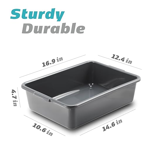 Commercial Bus Tubs Box/Tote Box 13L Plastic Restaurant Tub Wash Basin Tub 4-Pack Grey