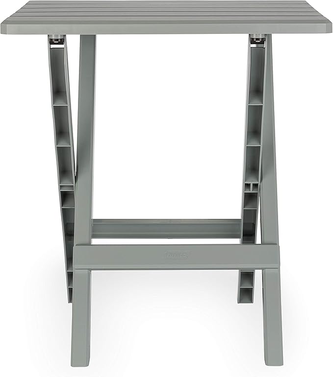 Camco 51692 Gray Large Adirondack Portable Outdoor Folding Side Table Perfect for The Beach Camping Picnics Cookouts and More Weatherproof and Rust Resistant