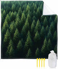 Green Forest Beach Blanket Waterproof Sandproof Pine Trees Forest Summer Landscape Beach Mat Quick Drying Outdoor Picnic Mat 108 x 84 for 1-6 Adults Essentials for Travel Camping Hiking