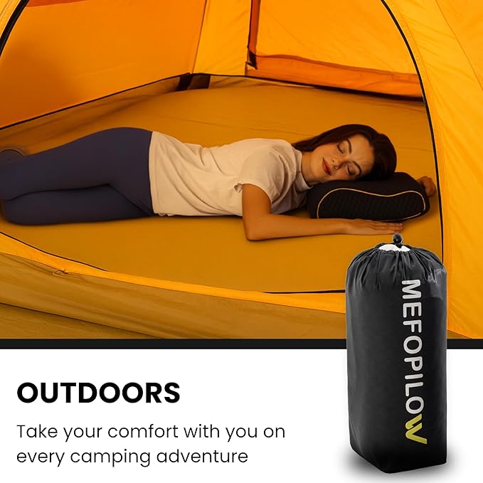 Memory Foam Travel Pillow with Washable Cover &amp Carry Bag – Compact Soft &amp Breathable Neck Pillow for Airplane Camping &amp Car (Black- Without Spare Cover 13.8x11.8x3.9/3.1 inches)