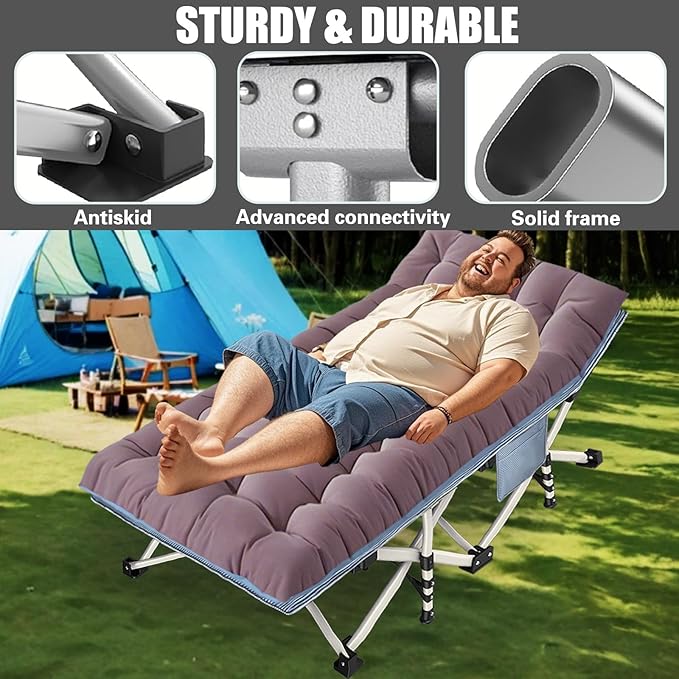 Extra Large 2 Pack Camping Cots 79 L x 32 W x 18 H with Comfortable Mattress XXL Sleeping Cots for 2 Adults Ideal for Hiking Camping Indoor &amp Outdoor Use Includes Carry Bag
