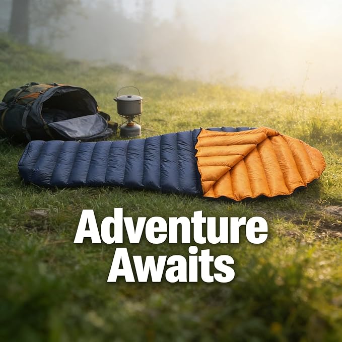 Down Sleeping Bag Ultralight for Adults 90% Duck Down 800+ Fill Power 5-10°C with Compression Storage Bag - Water-Resistant Shell for Kids and Backpacking Gear