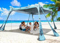 Beach Tent Sun Shelter 10x10ft Beach Canopy Easy Pop Up Sun Shade Portable UPF50+ with 8 Sandbags-2 Sand Shovel-4 Aluminum Poles-Ground Pegs for Outdoor Family Camping Fishing Backyard Picnic