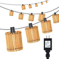 Decorative Plug in String Lights Outdoor Rattan Lamps 20.5FT 10 LED G40 Bulb Waterproof Hanging Lantern for Patio Yard Deck Garden - Indoor/Outdoor Use