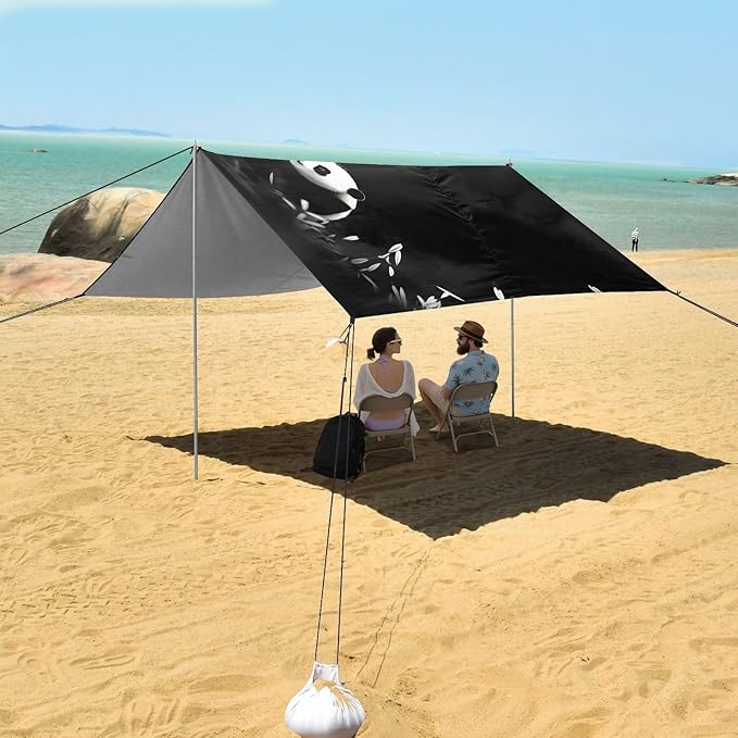 Cute PandaCamping Sun Shelters 9.2 x 10.5 FT Beach Canopy Tent Sun Shade with Carrying Bag for Camping Trips Fishing Backyard Fun or Picnics 21340722